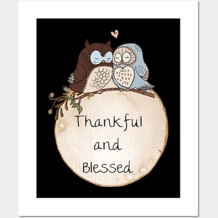 Thankful and Blessed Owl Design Posters and Art